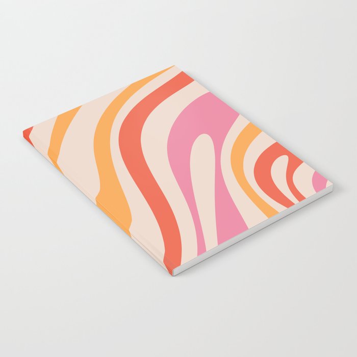 Wavy Loops Abstract Pattern in Retro Pink and Orange Notebook Gallery Image 1