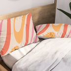 Wavy Loops Abstract Pattern in Retro Pink and Orange Pillow Sham Gallery Image 2
