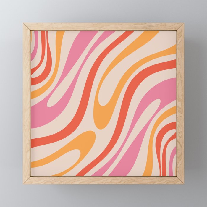 Wavy Loops Abstract Pattern in Retro Pink and Orange Mini Art Print Gallery Image 1