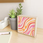 Wavy Loops Abstract Pattern in Retro Pink and Orange Mini Art Print Gallery Image 2