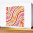Wavy Loops Abstract Pattern in Retro Pink and Orange Wall Mural Gallery Image 2