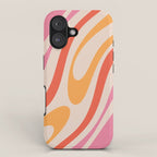 Wavy Loops Abstract Pattern in Retro Pink and Orange iPhone Case Gallery Image 1