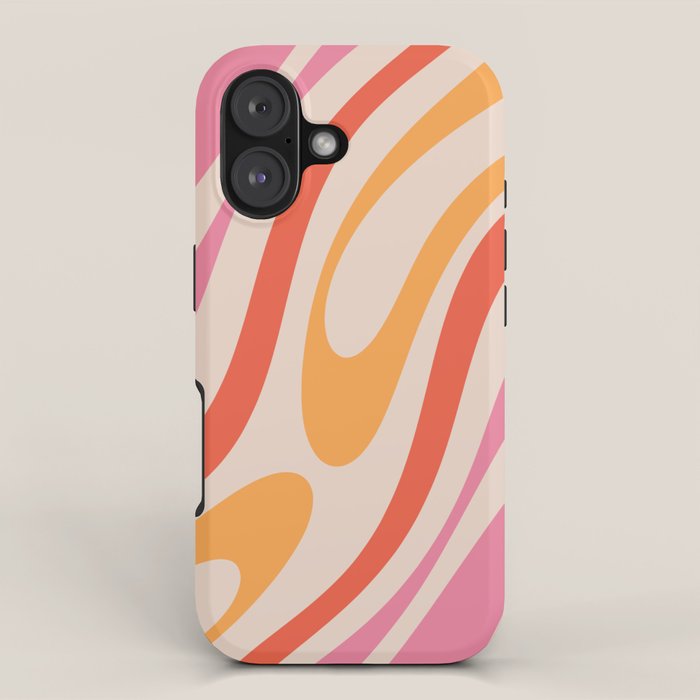 Wavy Loops Abstract Pattern in Retro Pink and Orange iPhone Case Gallery Image 1