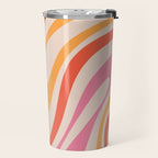 Wavy Loops Abstract Pattern in Retro Pink and Orange Travel Mug Gallery Image 2