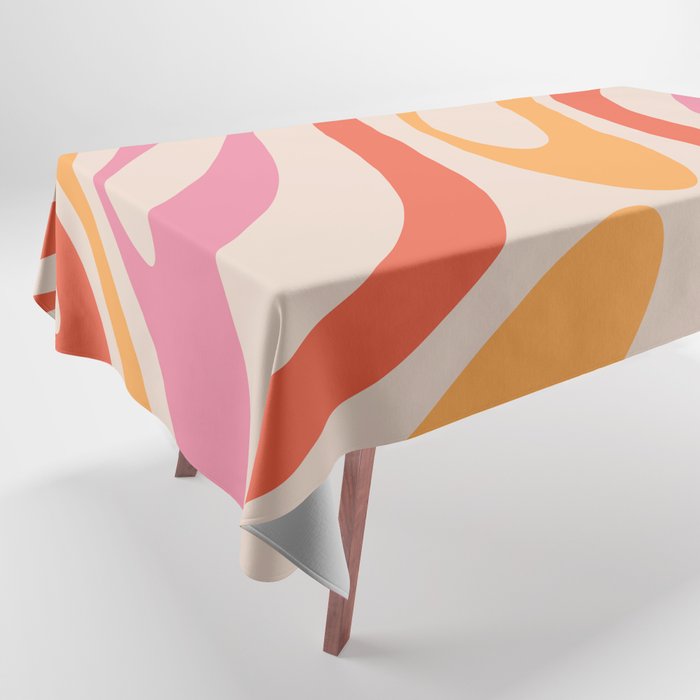 Wavy Loops Abstract Pattern in Retro Pink and Orange Tablecloth Gallery Image 1