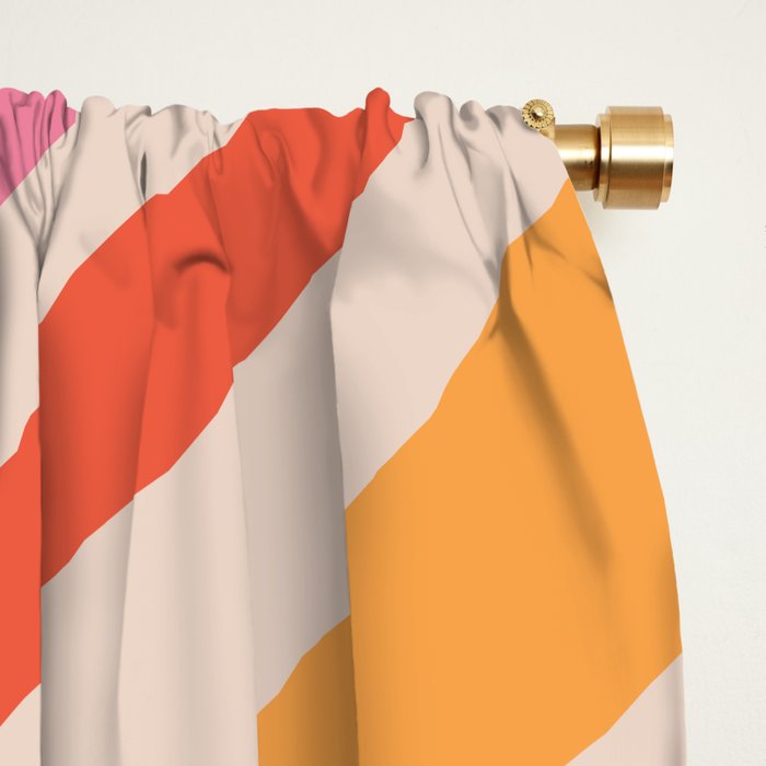 Wavy Loops Abstract Pattern in Retro Pink and Orange Window Curtain Gallery Image 2