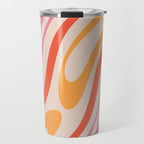 Wavy Loops Abstract Pattern in Retro Pink and Orange Travel Mug Gallery Image 1