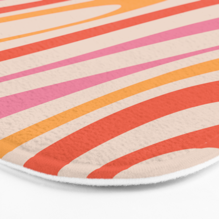 Wavy Loops Abstract Pattern in Retro Pink and Orange Bath Mat Gallery Image 3