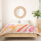 Wavy Loops Abstract Pattern in Retro Pink and Orange Duvet Cover Gallery Image 3