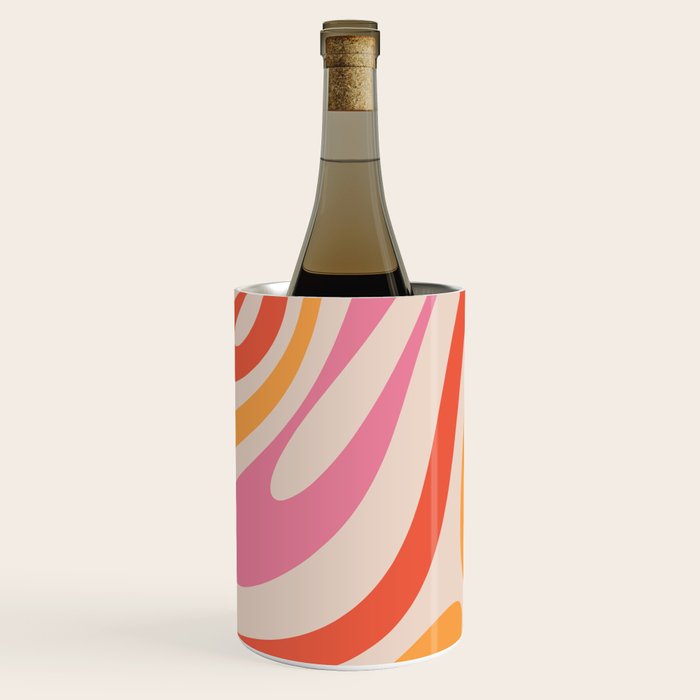 Wavy Loops Abstract Pattern in Retro Pink and Orange Wine Chiller Gallery Image 2