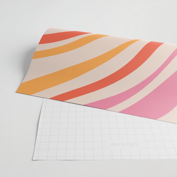 Wavy Loops Abstract Pattern in Retro Pink and Orange Wrapping Paper Gallery Image 2