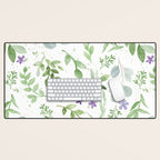 Botanical forest green lavender watercolor floral Desk Mat Gallery Image 1