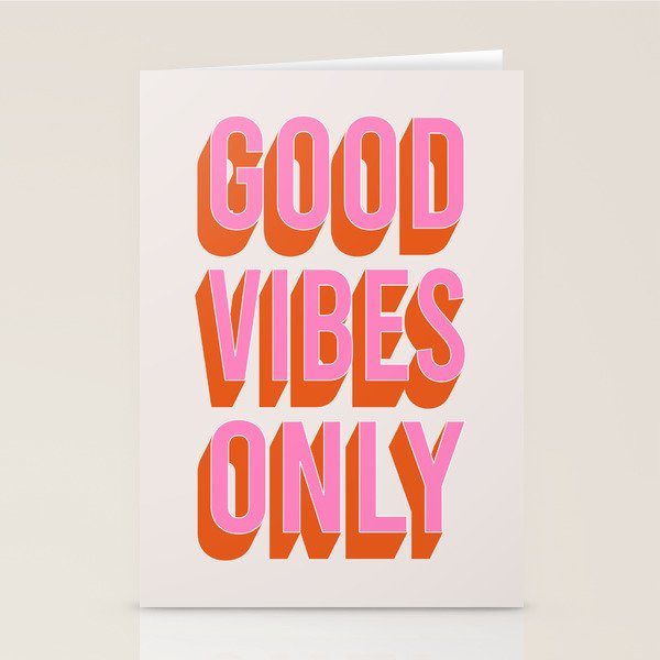 Good Vibes Only (Pink Orange) Stationery Card Gallery Image 2