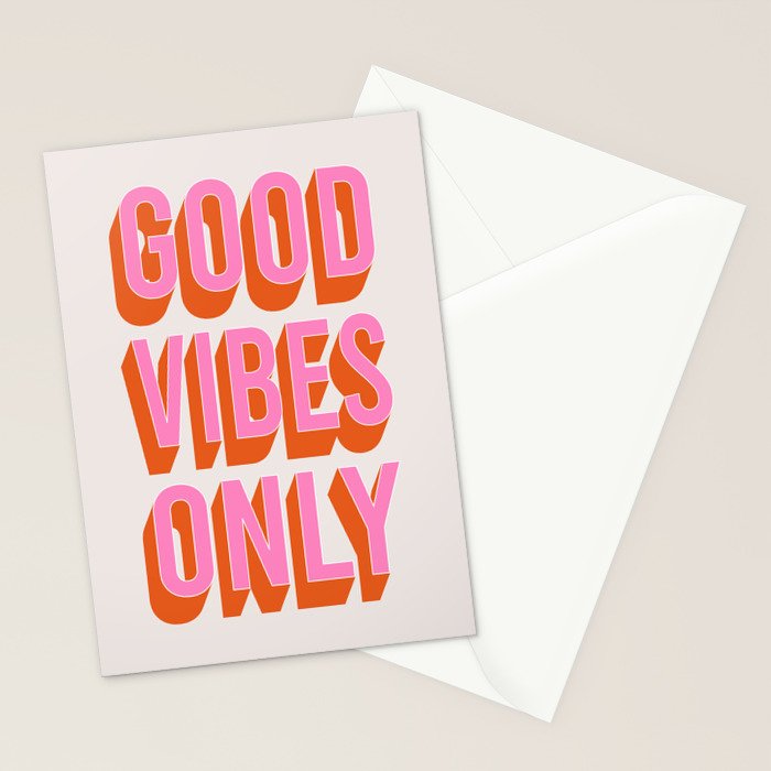 Good Vibes Only (Pink Orange) Stationery Card Gallery Image 2