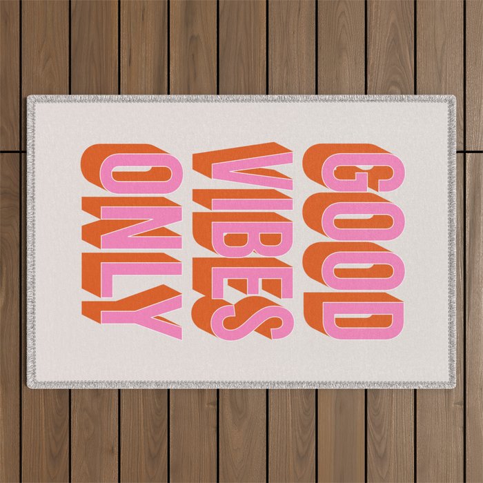 Good Vibes Only (Pink Orange) Outdoor Rug Gallery Image 1
