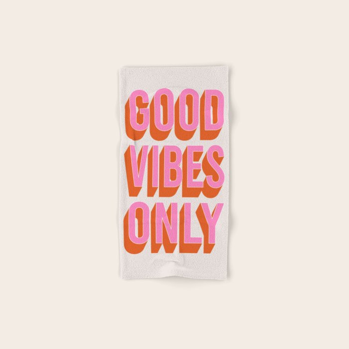 Good Vibes Only (Pink Orange) Bath Towel Gallery Image 1