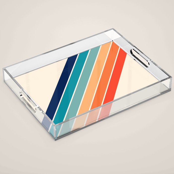 Karanda - 70s Style Classic Retro Stripes Acrylic Tray Gallery Image 1