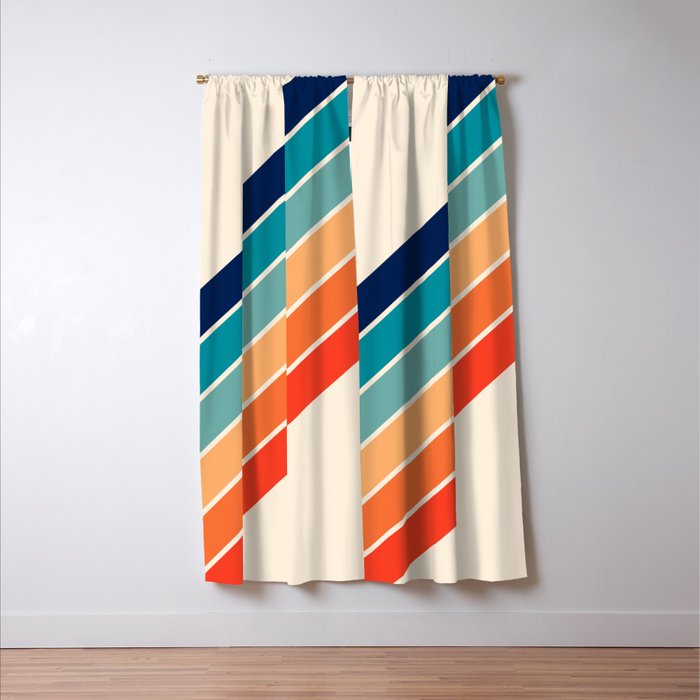 Karanda - 70s Style Classic Retro Stripes Window Curtain Gallery Image 3