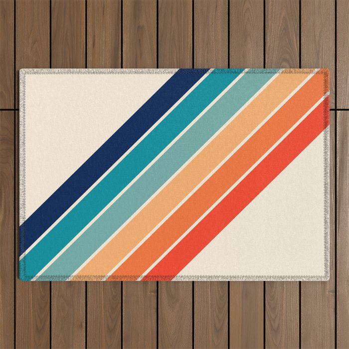 Karanda - 70s Style Classic Retro Stripes Outdoor Rug Gallery Image 1