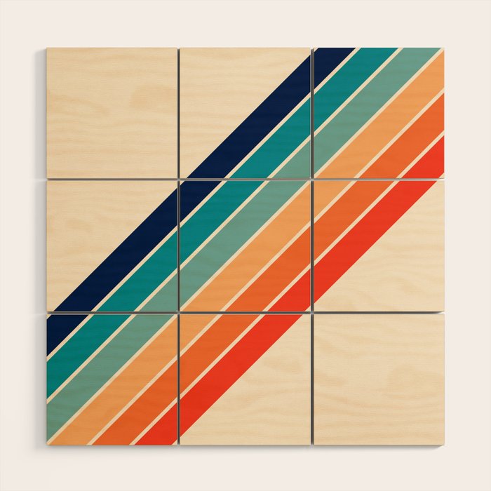 Karanda - 70s Style Classic Retro Stripes Wood Wall Art Gallery Image 1
