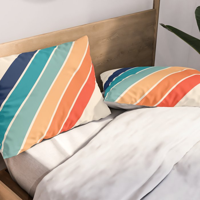 Karanda - 70s Style Classic Retro Stripes Pillow Sham Gallery Image 2