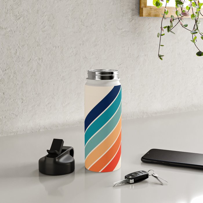 Karanda - 70s Style Classic Retro Stripes Water Bottle Gallery Image 4