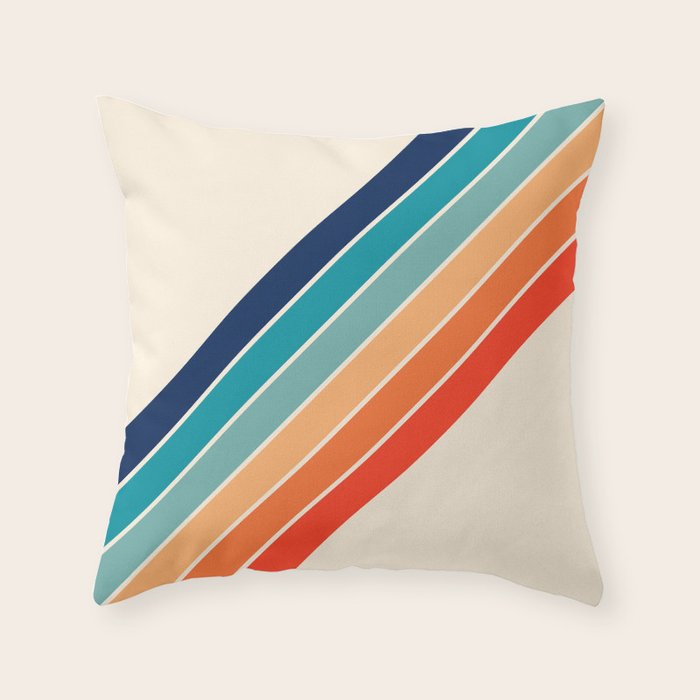 Karanda - 70s Style Classic Retro Stripes Throw Pillow Gallery Image 1