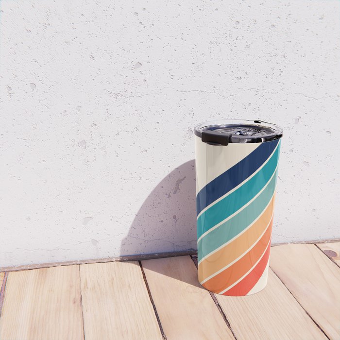 Karanda - 70s Style Classic Retro Stripes Travel Mug Gallery Image 4