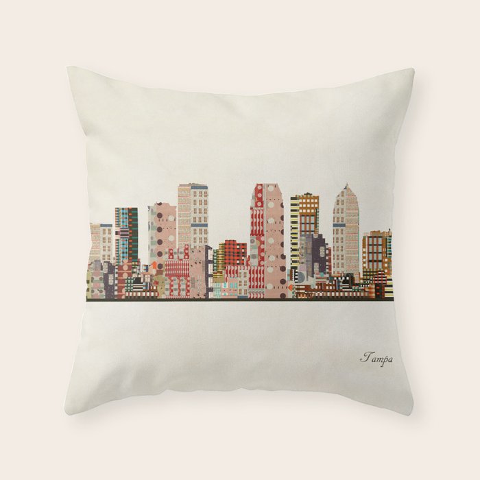 tampa skyline Throw Pillow Gallery Image 1