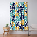 Abstract Flower, Yellow, Navy, Teal Window Curtain Gallery Image 5