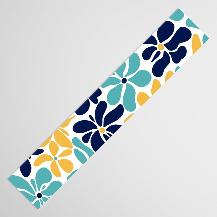 Abstract Flower, Yellow, Navy, Teal Table Runner Gallery Image 3