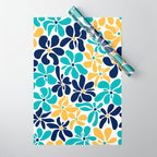 Abstract Flower, Yellow, Navy, Teal Wrapping Paper Gallery Image 1