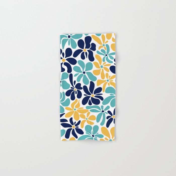 Abstract Flower, Yellow, Navy, Teal Bath Towel Gallery Image 1