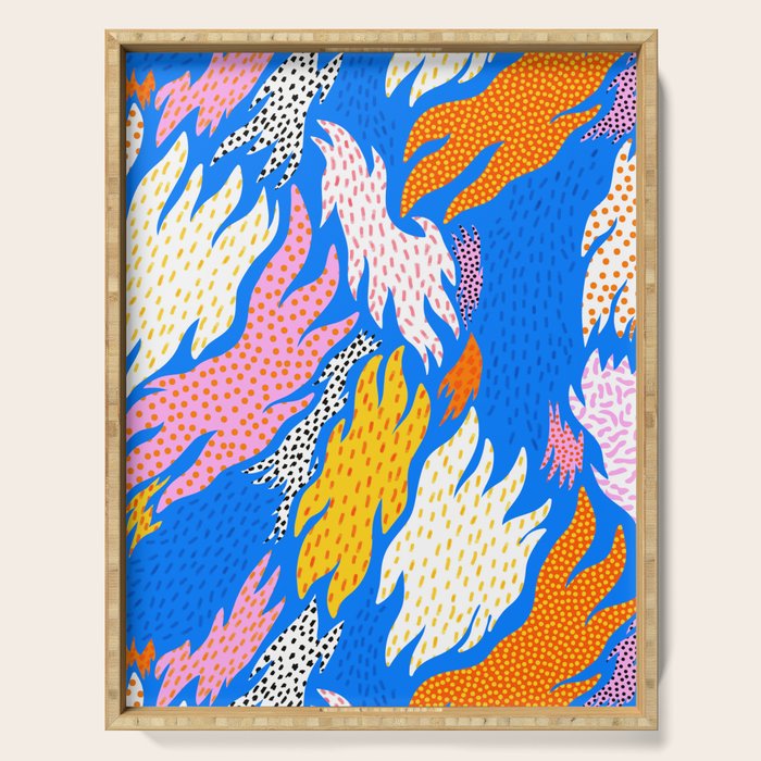 Abstract hand drawn shapes doodle pattern Serving Tray Gallery Image 1