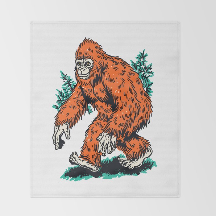 Bigfoot Forest Walker Cryptic Throw Blanket Gallery Image 2