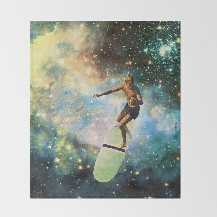 Cosmic Surfer Throw Blanket Gallery Image 2