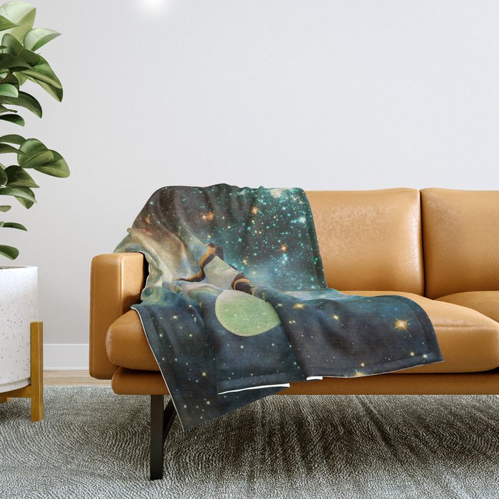 Cosmic Surfer Throw Blanket Gallery Image 1