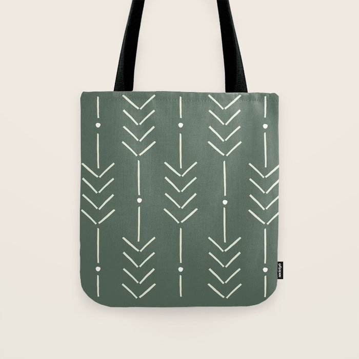 Arrow Lines Pattern in Forest Sage Green 2 Tote Bag Gallery Image 1