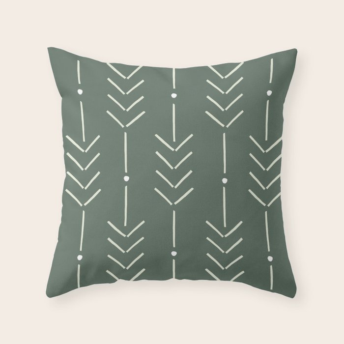 Arrow Lines Pattern in Forest Sage Green 2 Throw Pillow Gallery Image 6