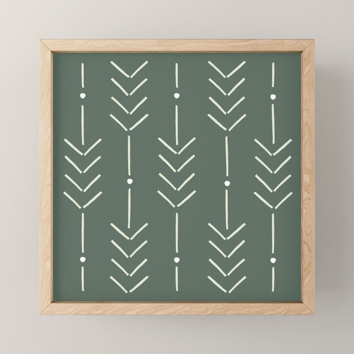 Arrow Lines Pattern in Forest Sage Green 2 Mini Art Print Gallery Image 1