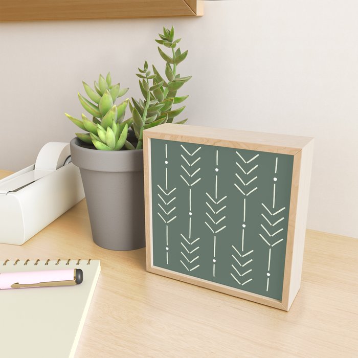 Arrow Lines Pattern in Forest Sage Green 2 Mini Art Print Gallery Image 2
