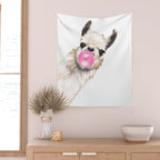 Bubble Gum Sneaky Llama Wall Tapestry Gallery Image 2