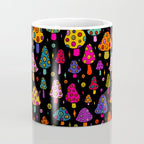 Smiley Mushrooms Print in Black Coffee Mug Gallery Image 4
