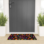 Smiley Mushrooms Print in Black Welcome Mat Gallery Image 3