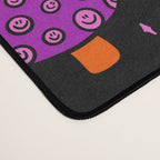 Smiley Mushrooms Print in Black Desk Mat Gallery Image 4