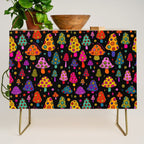 Smiley Mushrooms Print in Black Credenza Gallery Image 1