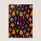 Smiley Mushrooms Print in Black Stationery Card Gallery Image 2