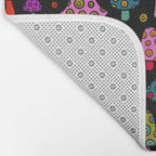 Smiley Mushrooms Print in Black Bath Mat Gallery Image 2
