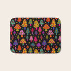 Smiley Mushrooms Print in Black Bath Mat Gallery Image 1