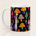 Smiley Mushrooms Print in Black Coffee Mug Gallery Image 3